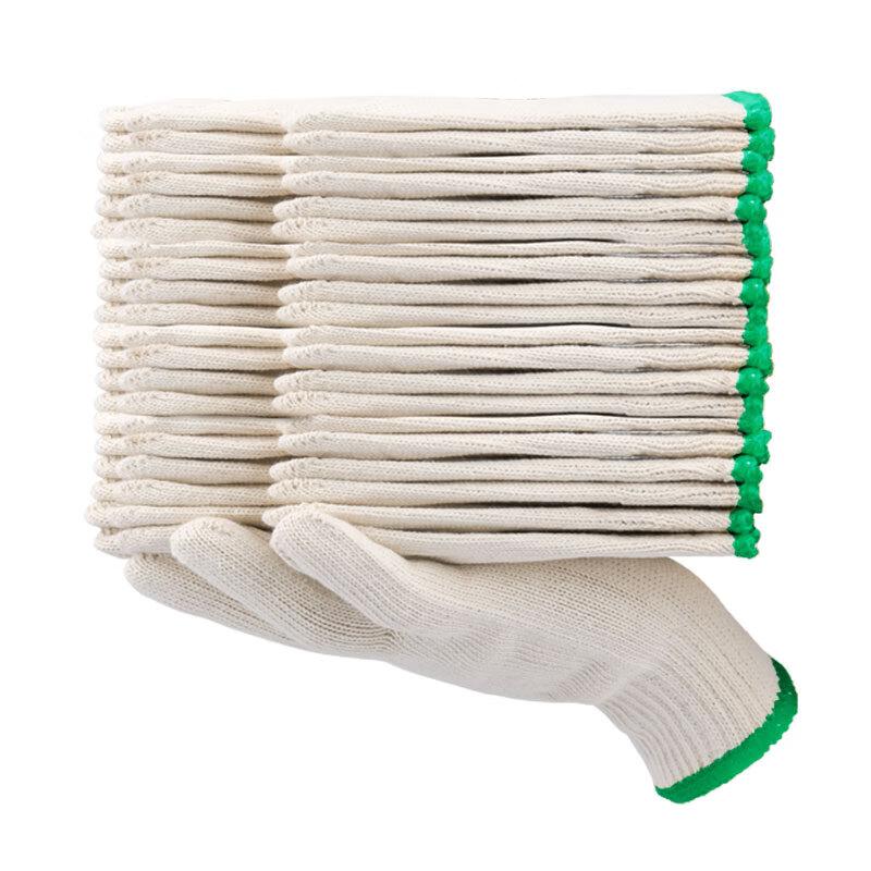 Gongpinxing Cotton Work Gloves, Industrial-Grade, Breathable, Non-Slip, Wear-Resistant, Thickened with Green Edge, 30 Pairs