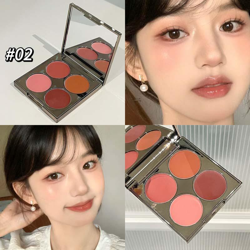 Soft Light Four-Color Matte Blush & Lip Cream Palette - Nude Multi-Use Contour.