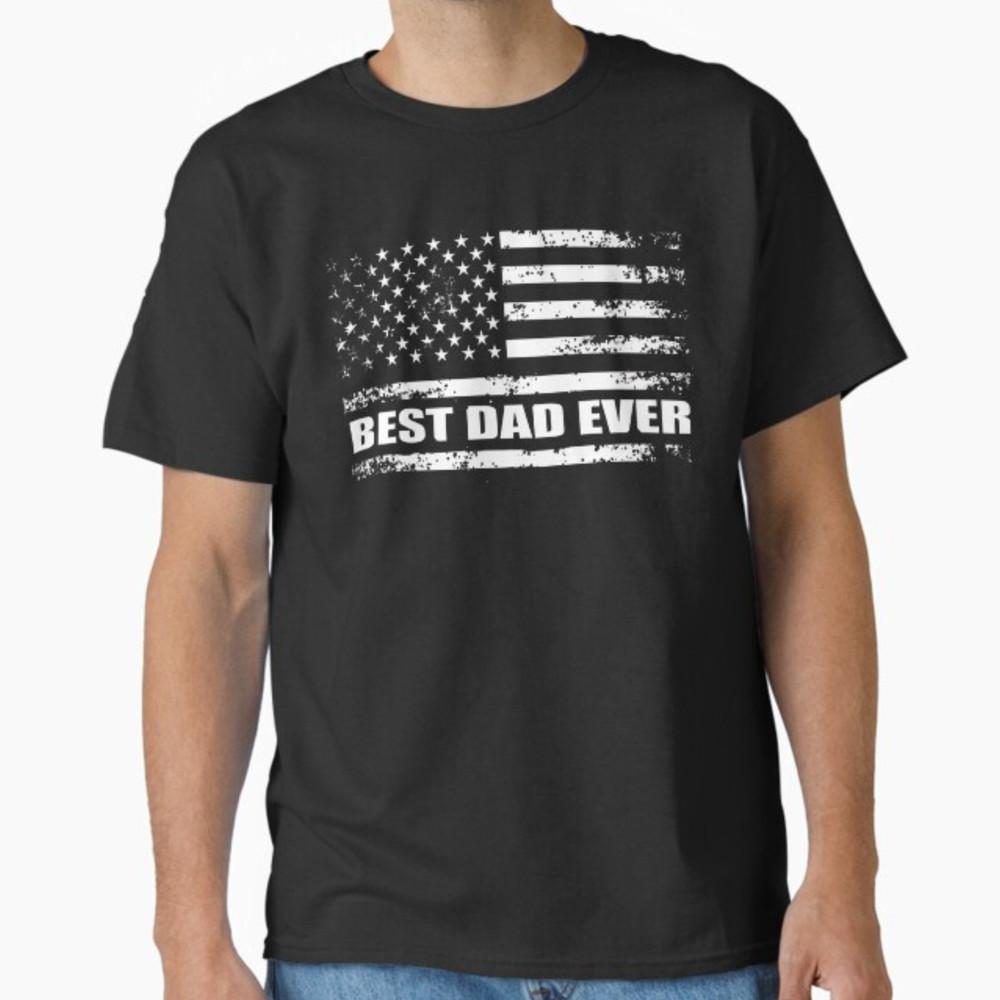 Best Dad Ever With US American Flag Gifts Fathers Day Dad T-Shirt Unisex T-Shirt