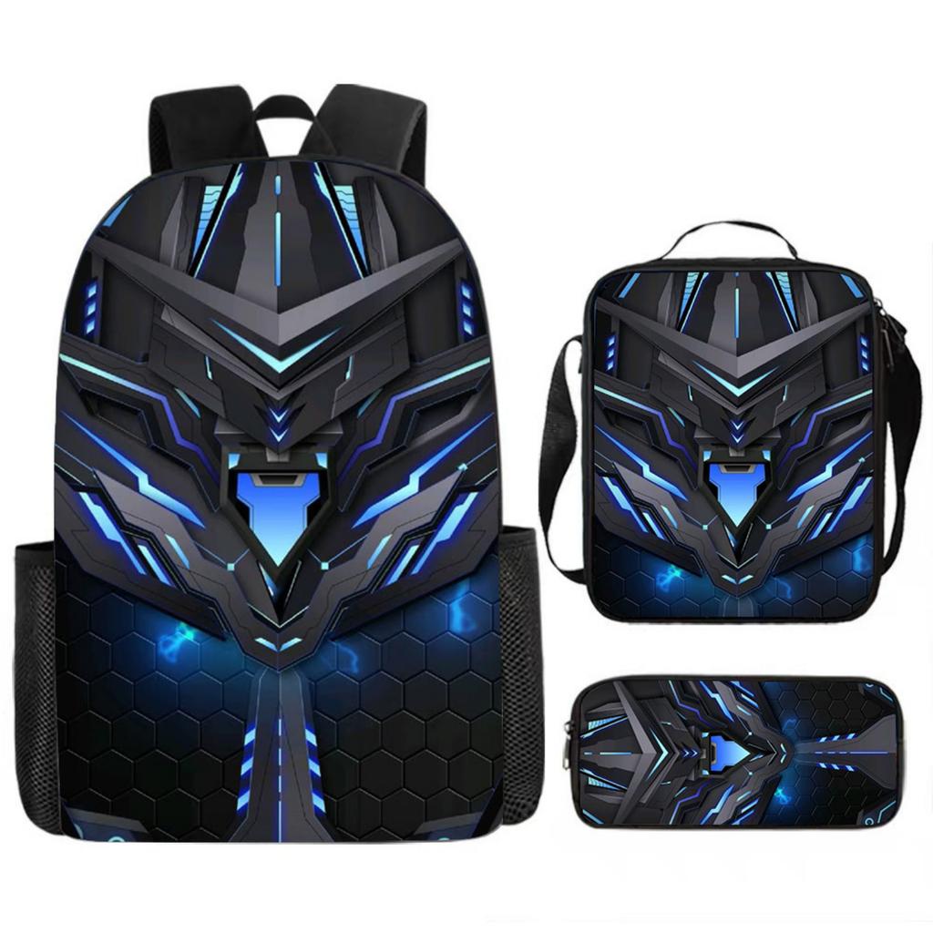 Conjunto de Mochila Escolar Mecânica Infantil - Mochila Escolar de Grande Capacidade com Bolsa de Ombro e Estojo para Estudantes