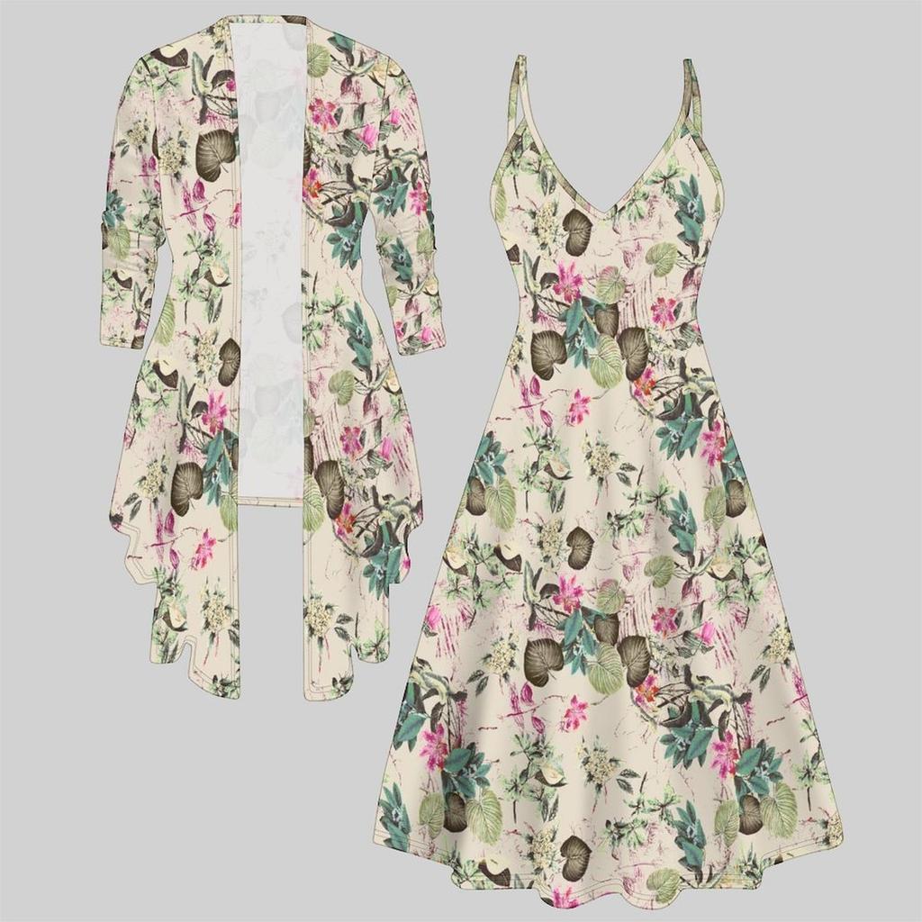3D  Printed  Set Dress Coat ,  Double Color Combination with Simple Design  Fashion Print,suitable for Various Scene Fashion Styles
