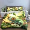 Cute Chameleon Leaf Print Set Bedding Duvet Cover Set Duvet Cover Pillowcases (1 * Duvet Cover 2 * Pillowcases, without duvet insert)