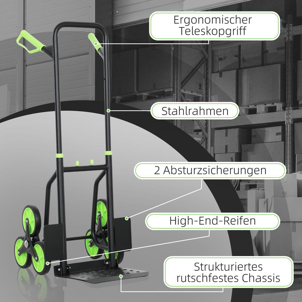 Six-Wheel Folding Sack Barrow Trolley - Black/Green