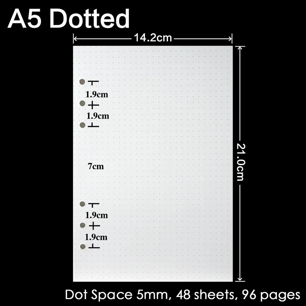 4 Pcs/ Lot High Quality Ring Binder Notebook Insert Refills 6 Holes A5 A6 A7 Personal Spiral Diary Planner Inner Core 100G Paper Quality
