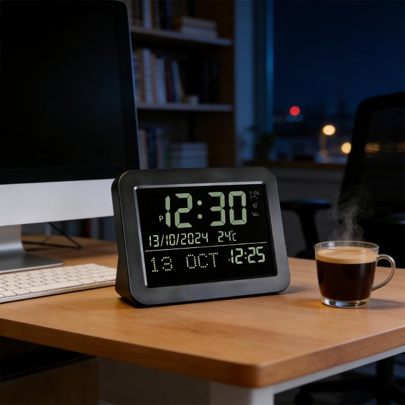 Square LCD Digital Clock Temperature Sensors Easy Operation Azan Clock For Home Office Desk Decoration Use
