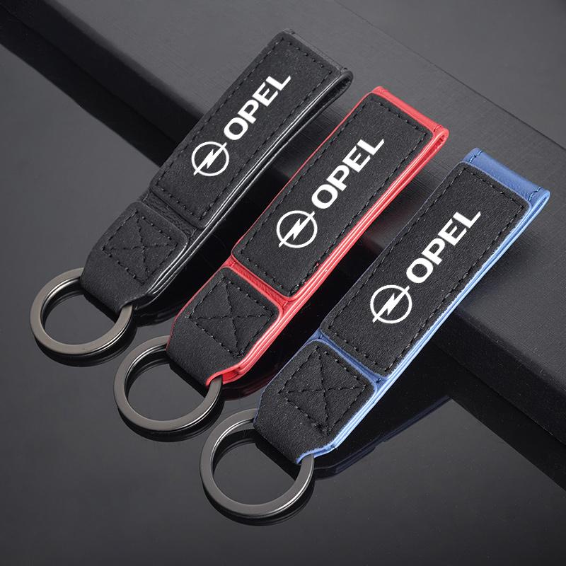 Suede Leather Keychain 360 Degree Rotating Horseshoe Buckle Rings For Opel Astra G H J K F Corsa D Zafira B Insignia Mokka Regal