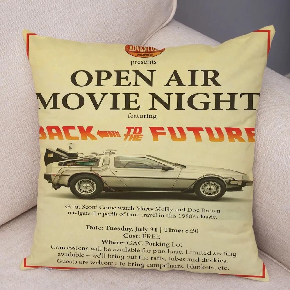 Cartoon Klassiker Film Kissenbezug Deko Zurück in die Zukunft Kissenbezug Superweicher Plüsch Kissenbezug für Sofa Zuhause Auto 45x45cm