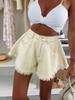 Shorts in Denim Moda Dimagrante da Donna con Frange - Orlo Grezzo, Stile Estivo