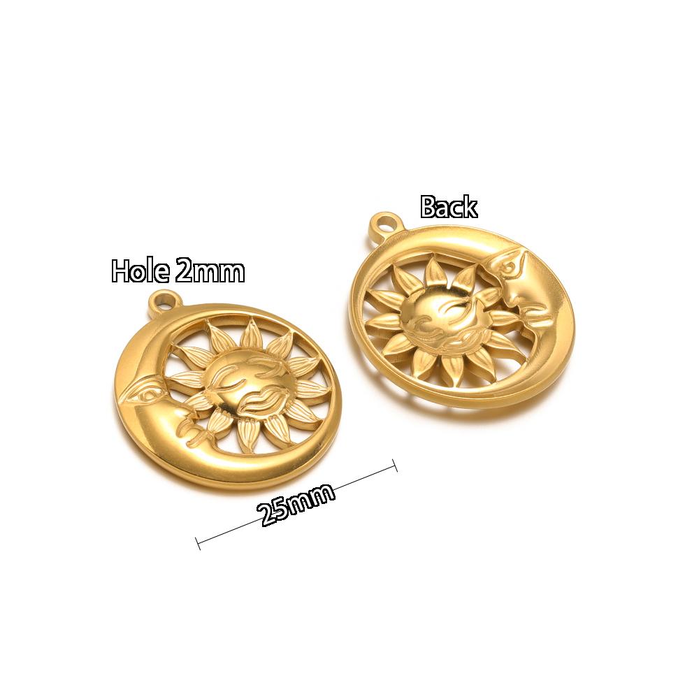 5Pcs Stainles Steel Face Sun Flower Gold Charms for DIY Hiphop Necklace Pendants Supplies Jewelry Findings Women Earrings Making