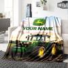 1pc John Deere Banner Blanket with Custom Name, Gift, for Men and Women, Soft Blanket, Good for Sofa Bed Couch Travel, Lightweight Flannel Blanket