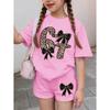 67 Six Seven Girls Clothes Cute Tie-Dye 3D Print Girls Short Sleeve T-Shirt Pants Set Casual Fashion Children's Clothes Tops