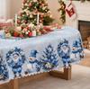 Vintage Winter Wonderland Christmas Tablecloth with Santa Reindeer & Snowman Patterns - Rectangular Table Cover