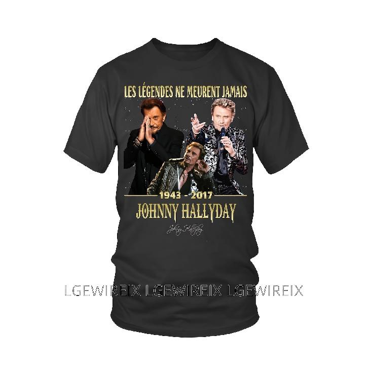 Johnny's Halls French Rock Legend T-Shirt - Vintage Music Icon Print with French Text Tribute, Casual Round Neck Tee Suitable for Concerts & Casual