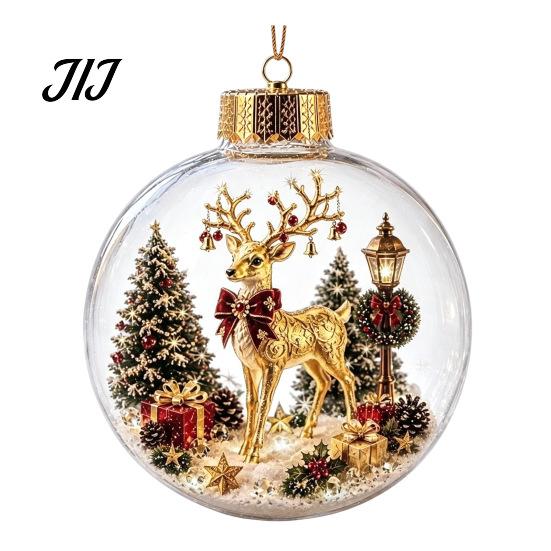 Decorative Ornaments for Home Christmas Story Ornament, Acrylic Hanging Angel Santa Claus Festive Party Supplies Candy House Designs, Ball Shape