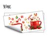 Christmas Theme Kitchen Wall Murals 2Pcs Hot Drinks Stickers for Cabinets, Self-Adhesive Art Holiday Cabinet Home Decor, Removable PVC Mug Decals with