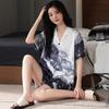Premium Pajamas Women's Summer Ice Silk Short Sleeves Fat Mm Ice and Snow Silk Simulation Silk Suit New Chinese National Style