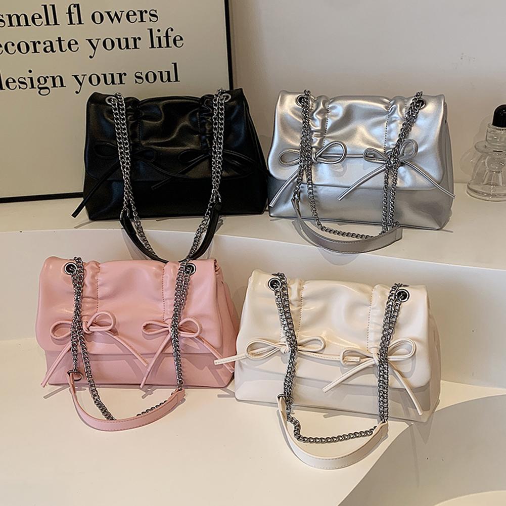 

Сумка через плечо с цепочным ремнем и бабочкой из искусственной кожи, модная сумка через плечо с клапаном, повседневная сумка через плечо с застежкой-липучкой, сумка подмышкой