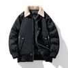 Warm Fleece-Lined Cotton Puffer Jacket Winter Unisex Oversized Loose Fit With Turn-Down Collar Black Beige Caramel Olive