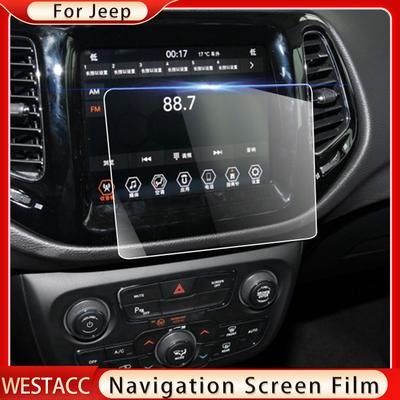 Película de vidrio templado para pantalla de navegación GPS de coche, película protectora de pantalla LCD embellecedora para Jeep Compass 2017- Wrangler