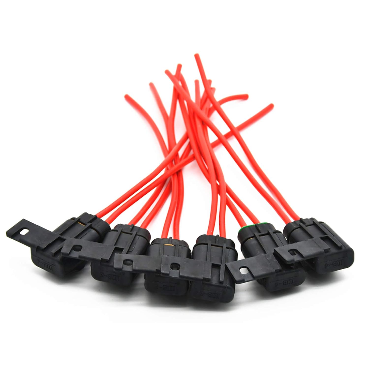 Automotive Marine Weatherproof Blade Style ATO, ATC Fuse Holder with Cover, 12 AWG, 30A, 6 Pack