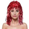 Foil Tinsel Wigs for Adults Fancy Dress Party Shiny Tinsel Wig Metallic Masquerade Disco Hat for Photo Booth Prop Cosplay Supplies