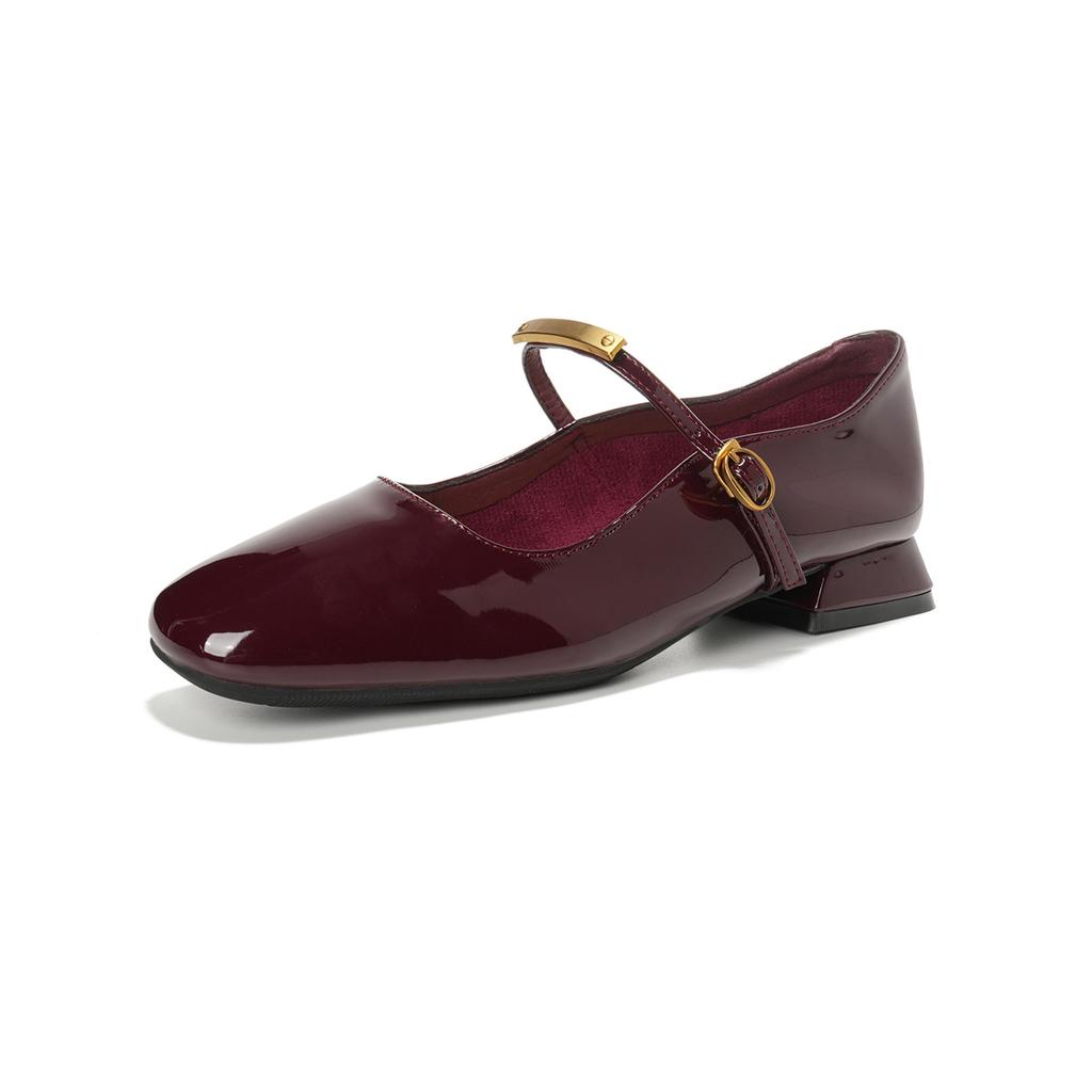 Retro Single Shoes Women's Summer Thick Heel with Shallow Mouth Mary Jane Shoes