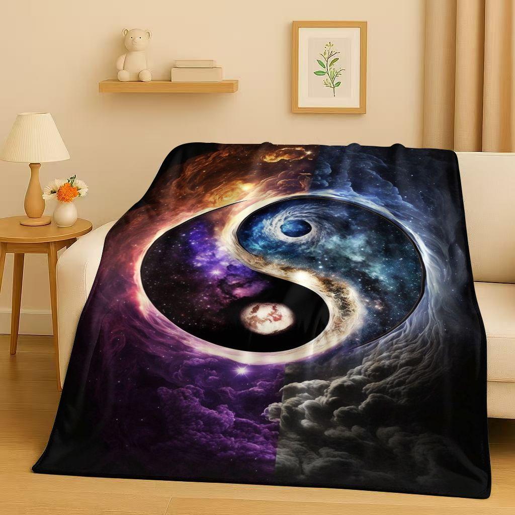 3D Yin Yang Chinese Tai Chi Eight Diagrams Natural Balance Art Flannel Blanket,Soft Plush Throw for Home Bedroom Bed Sofa Cover