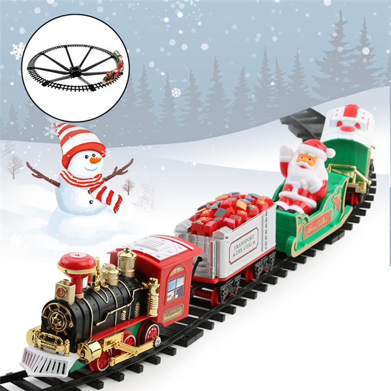 Good-Christmas Train Set Railway Train Carriage Toy Christmas Train Tree Decoration Track Electric Toy Children Gift