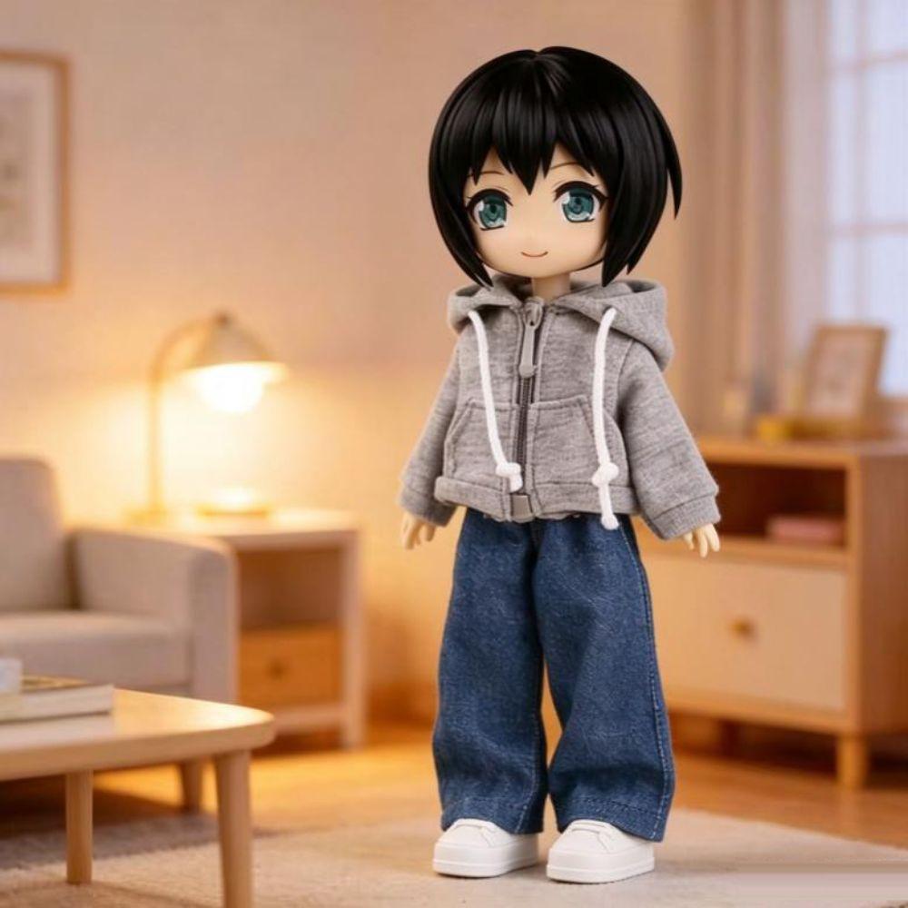 Casual 1/12 Doll Clothes Hoodies Jeans Pants Set Model Fit for Bjd OB11 Doll/for 1/12 Doll