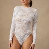 Spring Lace Long Sleeve Solid Color Sexy Slim Fit Base Layer One Piece Clothing Women Fashion Elegant Beach Vacation Casual Wear