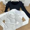 Women's White Lace Long Sleeve Slim Fit T-Shirt - Sweet & Spicy Autumn/Winter Top