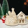 Dřevěný dům Puzzle Block Vánoční Stavebnice Ornament Kit Vánoční dekorace na plochu Vzdělávací kutilské řemeslo pro děti a dospělé