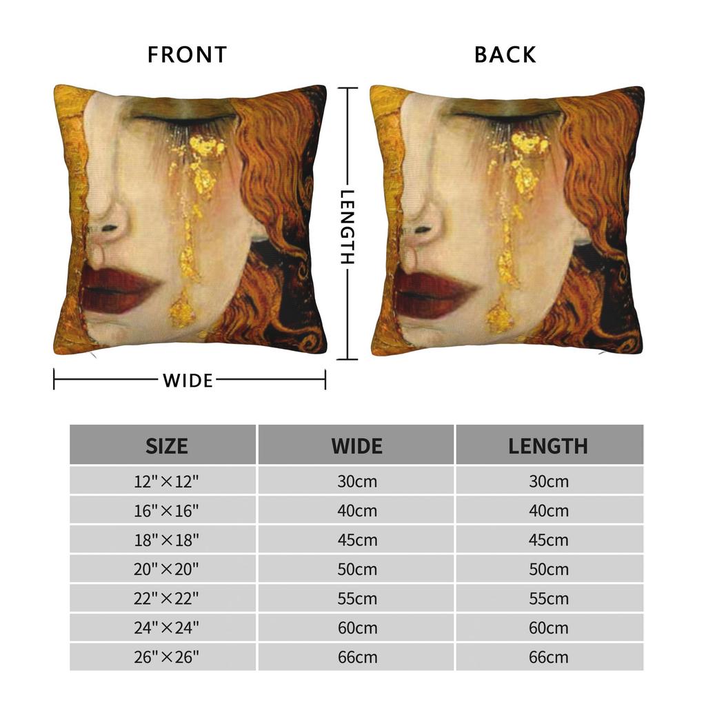 Freyas Tears by Gustav Klimt Square Pillowcases Living Room Symbolism Golden Tears Cushion Case Creative Decor Pillow Cover