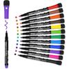 Magnetic Dry Erase Markers Fine: 12 Colors Erasable Whiteboard Markers Fine Point with Eraser Cap, Low Odor White Board Dry Erase Pens Fine Tip for
