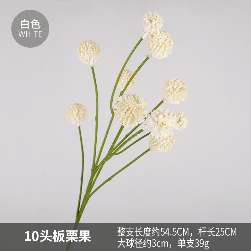 

Simulation of 10 golden balls, single multi-pronged chestnut fruit, dandelion bouquet, living room desktop flower arrangement decoration белый