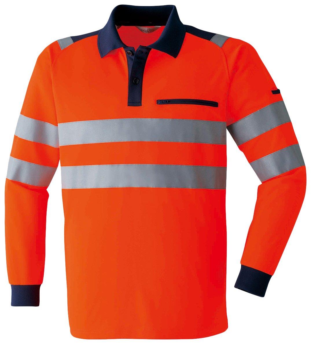 ASAHICHO Polo E785 Fluorescent Size LL High-Visibility Long-Sleeve Shirt, Spring/Summer, 60, Orange,