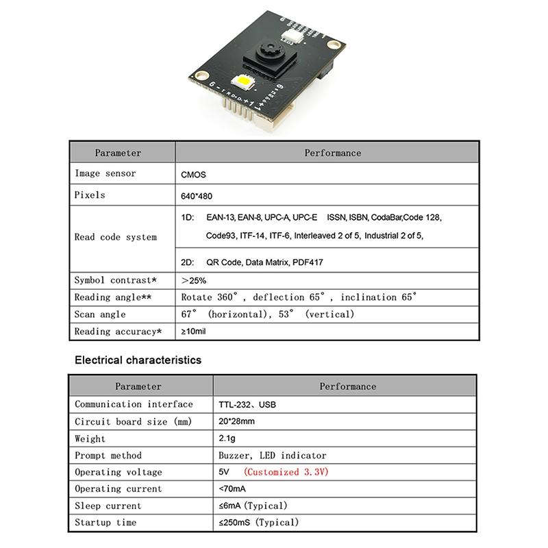 Gm805 S/L Series Uart Usb Barcode Scanner Reader Module 1D/2D Qr Bar Code Reader For Android Arduino