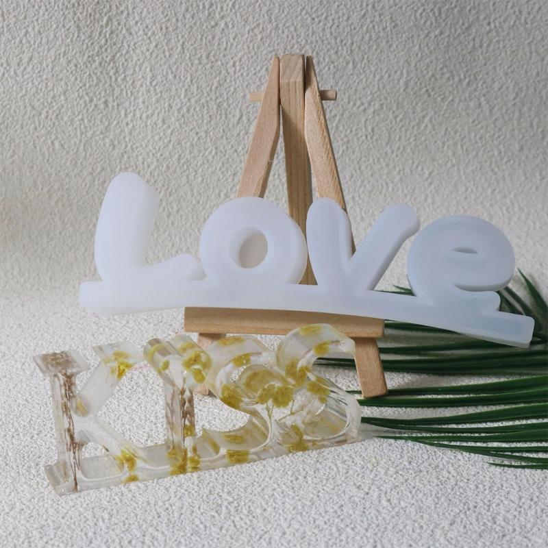 Letters Resin Mold DIY Crafts Epoxy Casting Molds Kiss Love Silicone Mould Home Decorations Handmade Valentines Day Gift