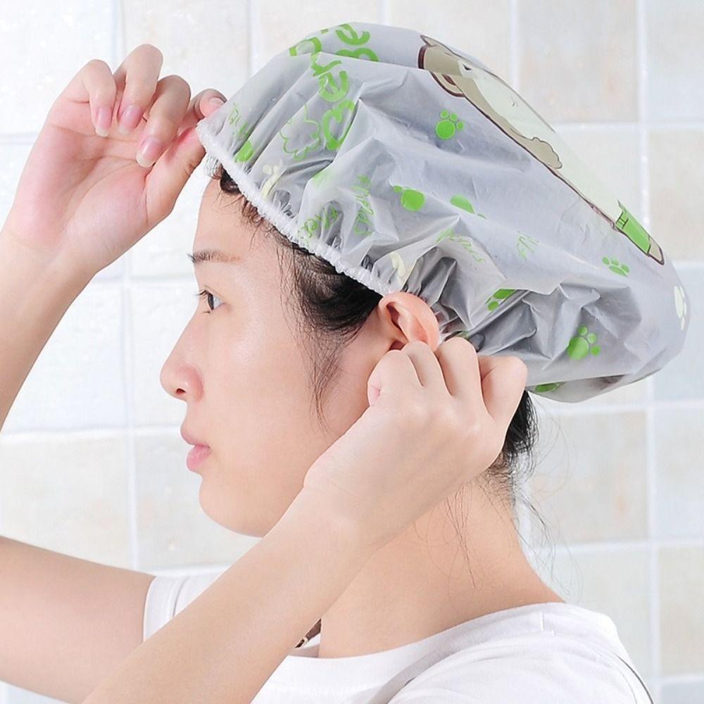 Reusable Shower Cap Waterproof Oilproof Hat Cute Head Hair Cover