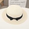 Flat top straw hat women's summer sunshade big head circumference flat brim seaside beach vacation top hat sunscreen sun hat