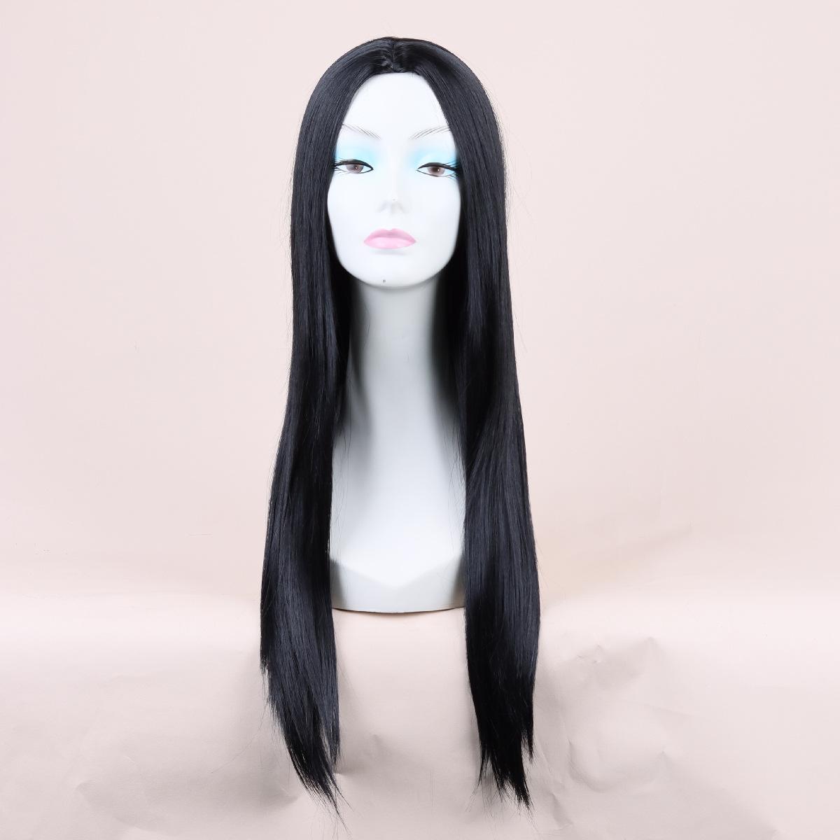 

Женский передний кружевной термостойкий черный средний пробор прямой длинный парик женская мода синтетическое волокно универсальный повседневный парик натуральный вид чёрный