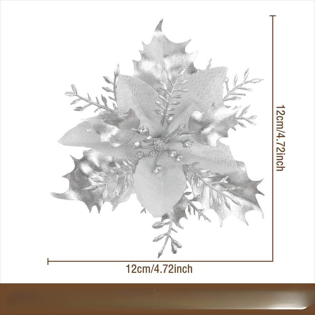 Vánoční simulace Zlatý květ v prášku Vánoční přívěšek na stromeček Diy girlanda Zlaté a stříbrné doplňky k falešným květinovým dekoracím