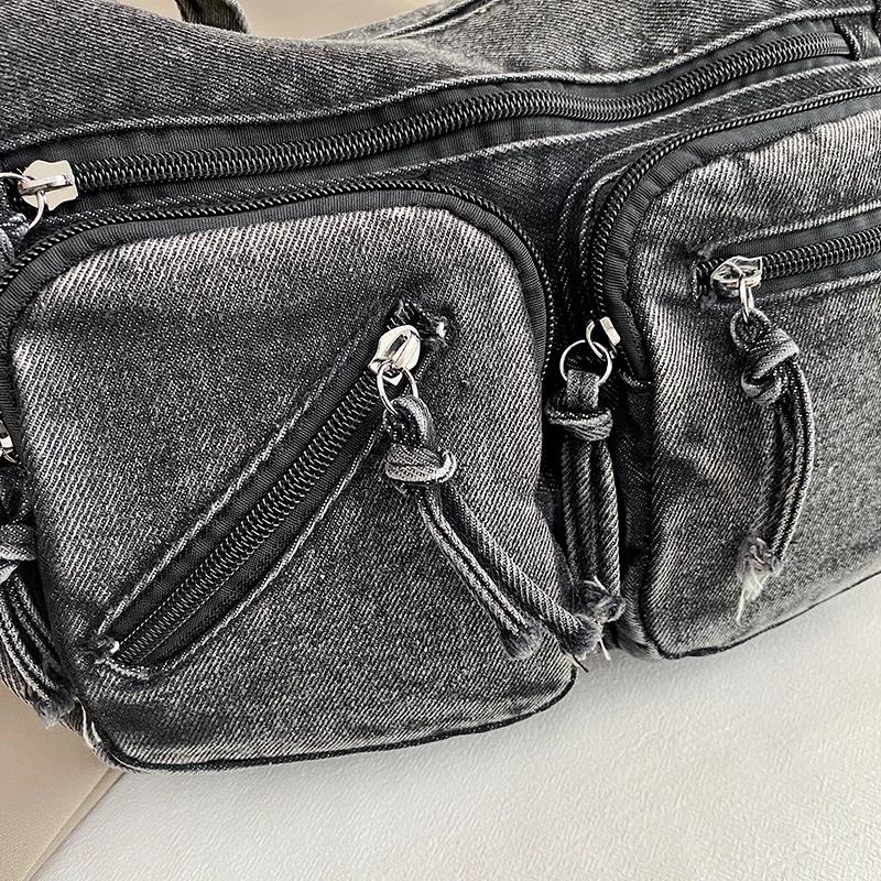 Neue große Kapazität Vielseitige lässige Umhängetasche Denim Pendler Reißverschluss Tragetasche für Damen 2026 Fashi ccise Umhängetaschen