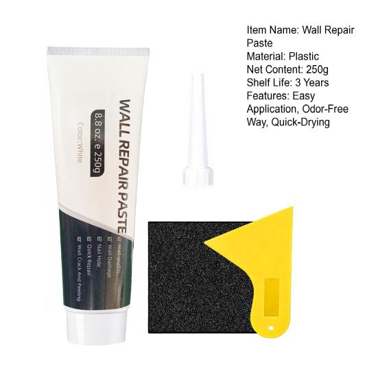 Efficient Drywall Repair Kit with Scraper, Wall Repair Paste Tube, Quick-Drying Wall Mending Agent, Wall Repair Paste, Multi-Functional Patch Paste