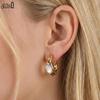 Effie Queen Edelstahl 18 Karat Gold Verdreht Stil Muschel Ohrstecker Natürlicher Schmuck für Damen Sommer Strand Ohr Accessoire STME07