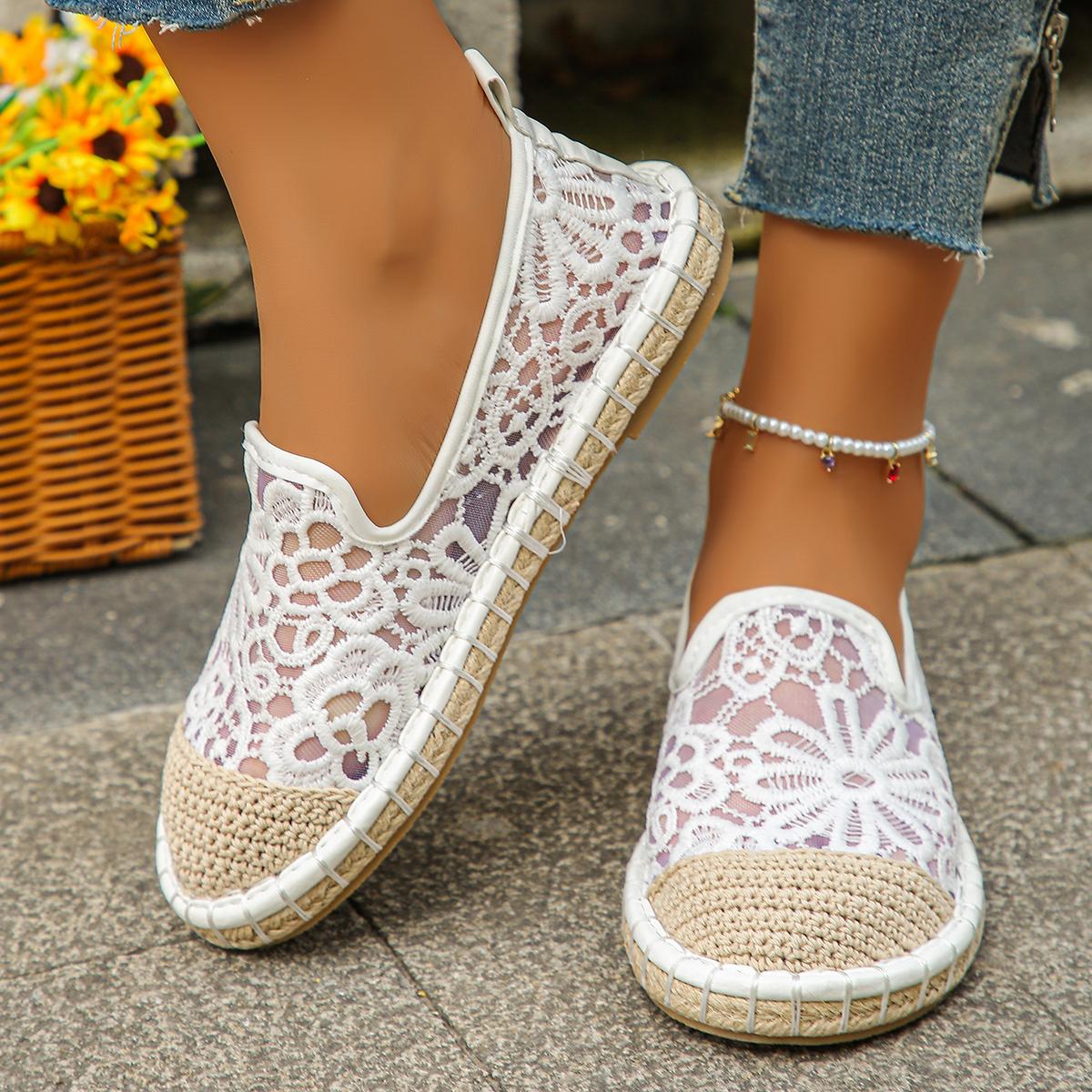 

Женские туфли на плоской подошве Espadrille Zapatillas Mujer Sapatos Модные кружевные туфли ручной работы с вышивкой Весна и лето Slip On 39
