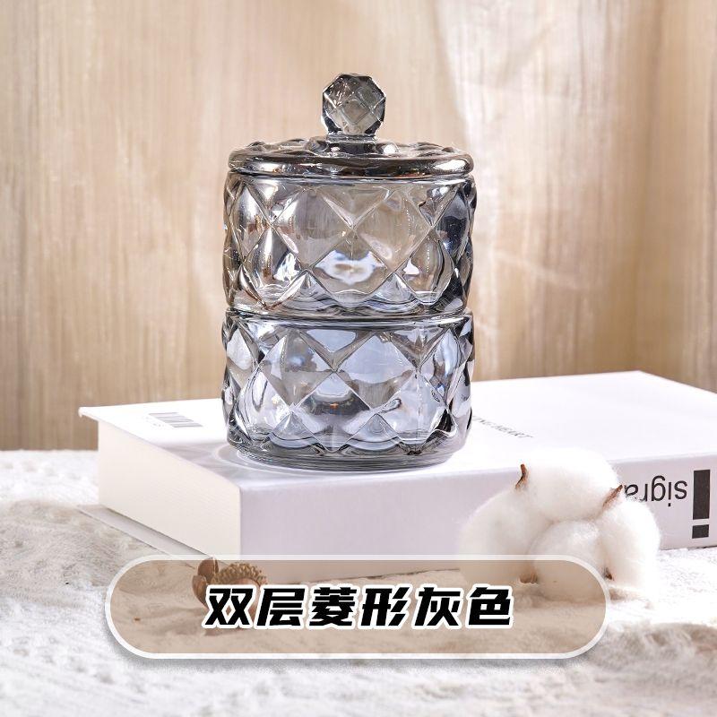 European Creative Luxury Crystal Glass Candy Jar with Lid Dried Fruit Jar Jewelry Storage Box Home Decoration Storage Jar