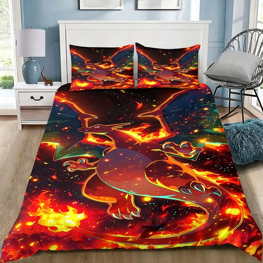 Magic Flying Dragon Duvet Cover Pillowcase Colorful Fly Dragon Wildlife Kids Bedding Set Adult Boy Girl Bedroom Decoration