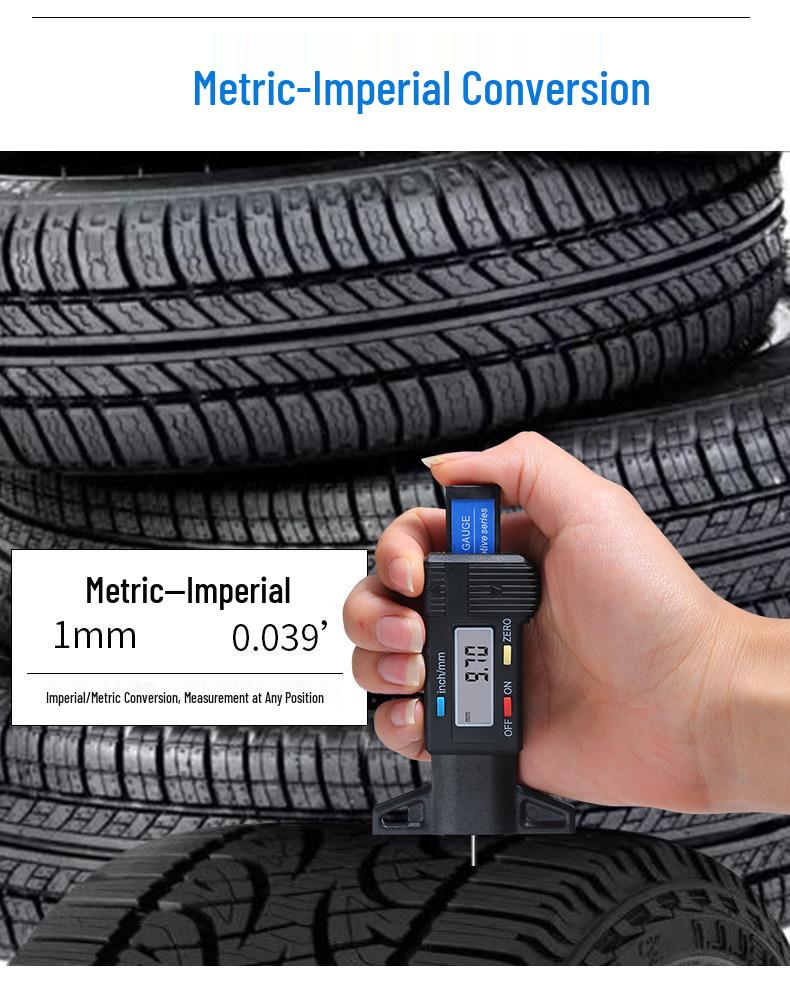 Elektronický měřič hloubky dezénu pneumatik s digitálním displejem a vysoce přesným měřením
