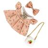 Girl Doll Clothes Accessories with Shoes Bow Bag for 20cm Dolls Floral Print Cute Girl Doll Clothing